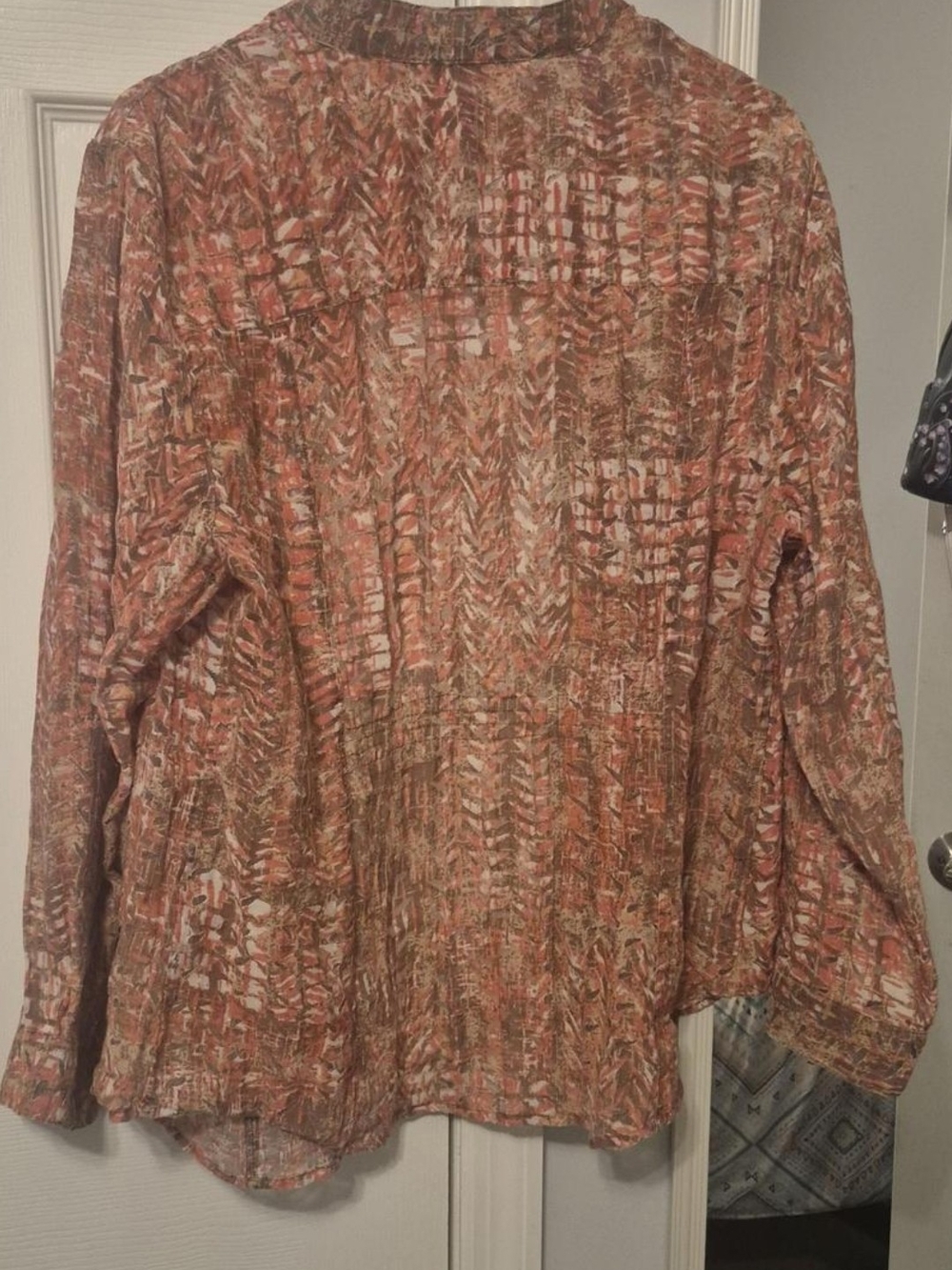Ruby Rd. Rust Multi-Color Printed Button-Front Blouse - Picture 2 of 3